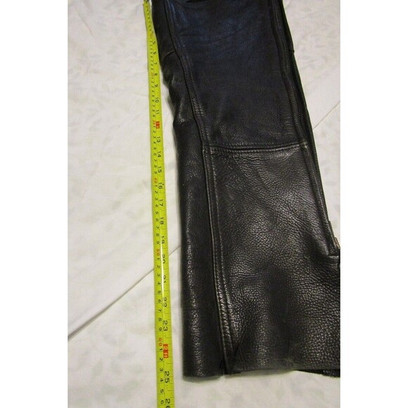 VTG US Made Co. Middleton Ma. Black Leather Motorcycle Chaps w/zipper-Sz L - Picture 9 of 10